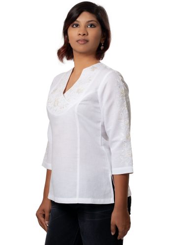 MINC womens clothing store Angelic Embroidered Top in White Linen