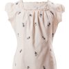 Embroidered Blossoms Top In Off White Khadi Cotton