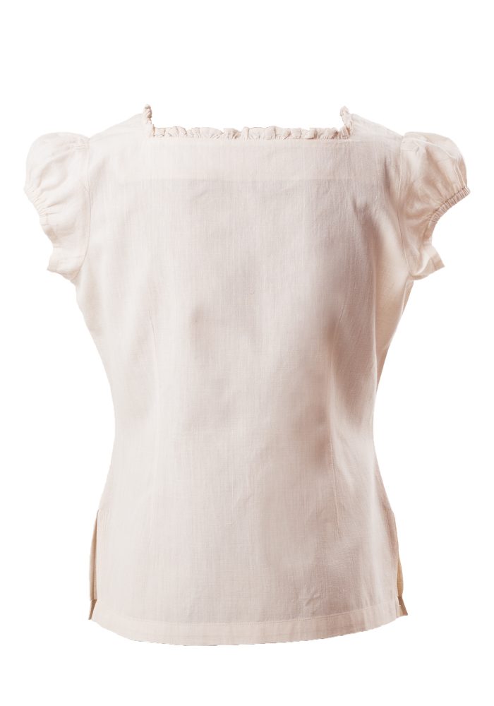 Embroidered Blossoms Top In Off White Khadi Cotton Back