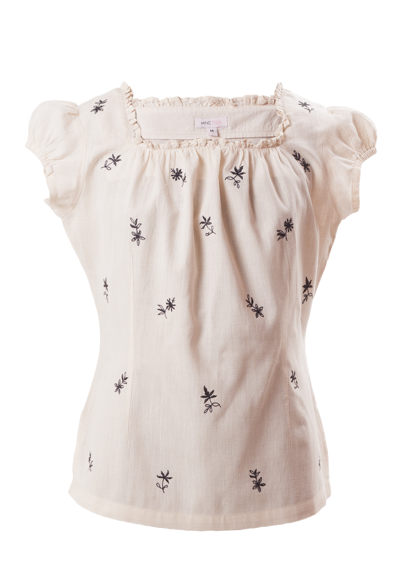 Embroidered Blossoms Top In Off White Khadi Cotton