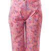 MINC Petite Long Shorts in Floral Printed Pink with front Zipper and Button Closure