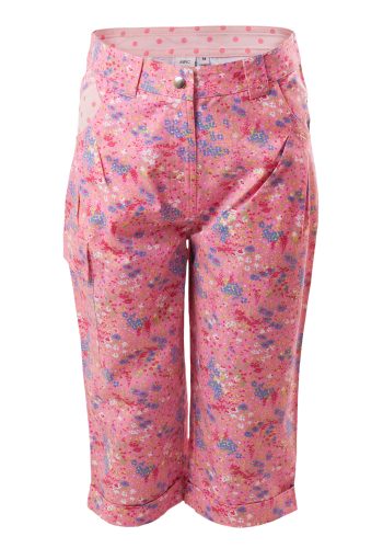 MINC Petite Long Shorts in Floral Printed Pink with front Zipper and Button Closure