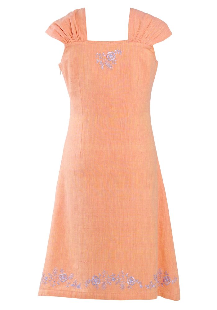 MINC Petite ecofashion Summer Love Girls Short Dress in Orange Khadi Cotton