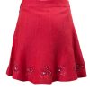 Raspberry Ice Girls Skirt in Fuchsia Linen with embroidery along hemline and coconut shell closure brought to you by MINC petite