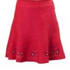 Raspberry Ice Girls Skirt in Fuchsia Linen with embroidery along hemline brought to you by MINC petite