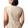 Asymmetric Hand Embroidered Top in Beige Silk
