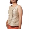 MINC Asymmetric Hand Embroidered Top in Beige Silk