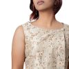 MINC Bridal Couture Asymmetric Hand Embroidered Top in Beige Silk