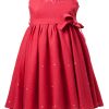 MINC Petite Garnet Fun Girls Embroidered Short Dress in Fuchsia Linen