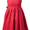MINC Petite Garnet Fun Girls Embroidered Short Dress in Fuchsia Linen
