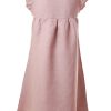 MINC Petite Lavender Summer Girls Embroidered Short Dress in Lilac Linen