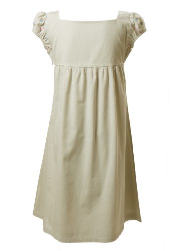 MINC Petite Spring Garden Girls Summer Dress in Striped Green Cotton Voile