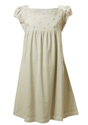 MINC Petite Spring Garden Girls Summer Dress in Striped Green Cotton Voile