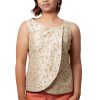 MINC ecofashion Asymmetric Hand Embroidered Top in Beige Silk