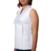 Blue & White Embroidered Asymmetric Top in White Linen