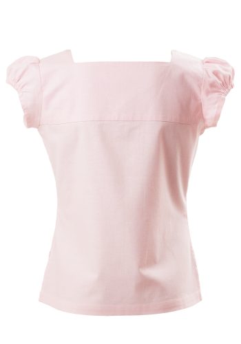 Candy Girls Embroidered Top In Pink Cotton Linen