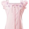 Candy Girls Embroidered Top In Pink Cotton Linen
