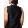 Elegant Asymmetric Hand Embroidered Top in Black Silk
