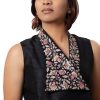 Elegant Asymmetric Hand Embroidered Top in Black Silk