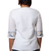 Elegant Floral Embroidered White Linen Top