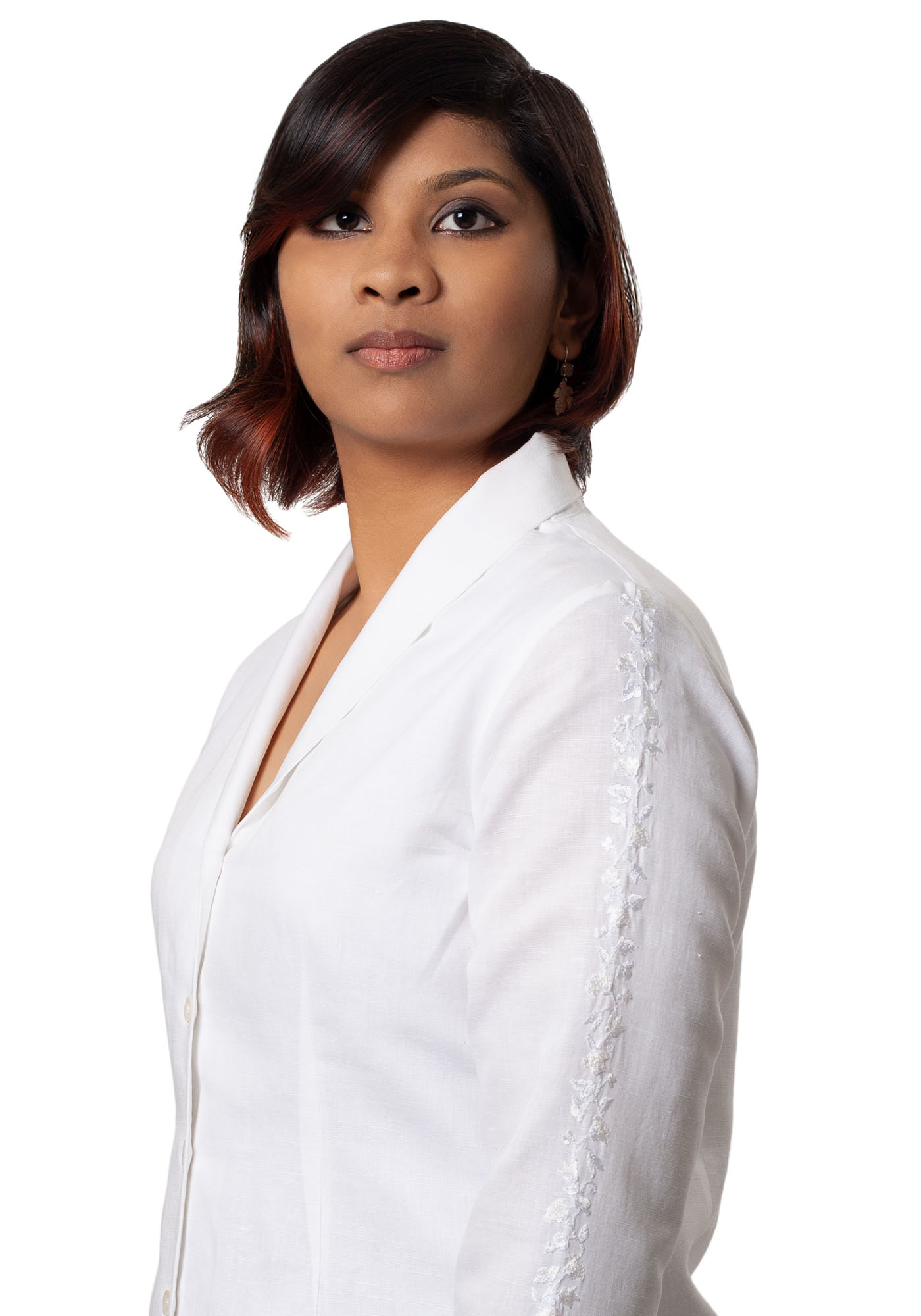Formal Shawl Collar Shirt in White Linen