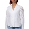 Formal Shawl Collar Shirt in White Linen