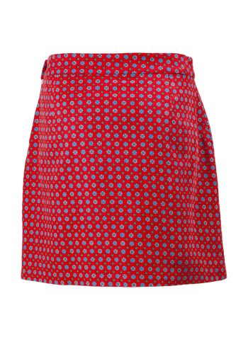 Holly Berry Girls Knee Length Skirt in Red Printed Cord