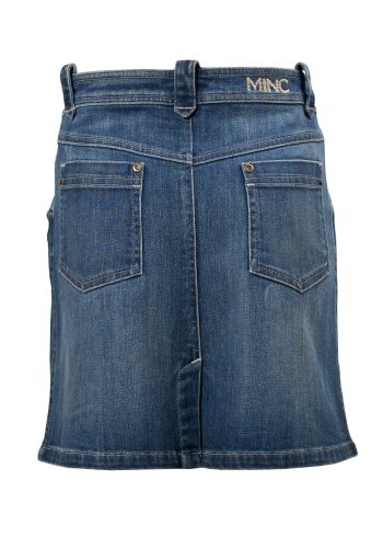 Malibu Girls Knee Length Skirt in Blue Denim