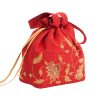 MINC Accessory Embroidered Silk Potli Bag in Ruby Red