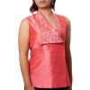 MINC Bridal Couture Elegant Asymmetric Hand Embroidered Top in Pink Silk