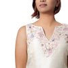 MINC Bridal Designer Wear Sleeveless Hand Embroidered Top in Pale Ivory Silk