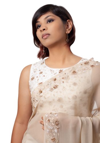 MINC Couture Padmini Hand Crafted Blouse in Ivory Silk