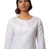MINC Elegant Classic Embroidered Short Kurti In White Linen
