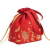 MINC Embroidered Raw Silk Potli Bag in Ruby Red