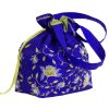 MINC Embroidered Raw Silk Potli Bag in Topaz Blue