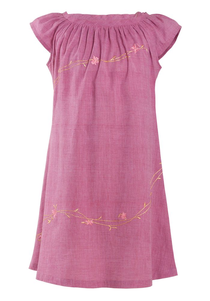 MINC Petite Mauve Magic Girls Short Dress in Khadi Cotton