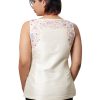 MINC Sleeveless Hand Embroidered Top in Pale Ivory Silk