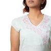 MINC couture clothing Asymmetric Embroidered Tie Top in Aqua Green Khadi Cotton
