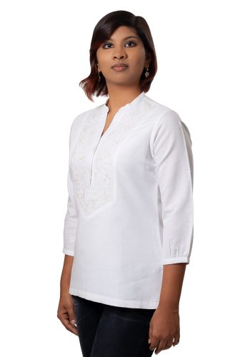 MINC ecofashion Angelic Embroidered Tunic in White Linen