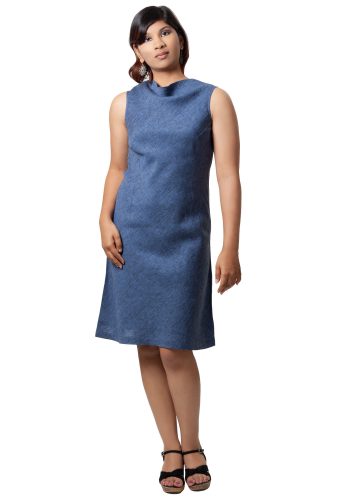 MINC ecofashion Short Summer Dress in Blue Linen