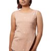 MINC ecofashion Sunset Orange Sleeveless Asymmetric Embroidered Khadi Cotton Tunic