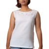 MINC ecofriendly clothing Amber Embroidered Sleeveless Top in White Linen