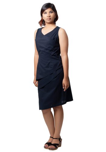 MINC ecofriendly clothing Helena Asymmetric Little Black Dress in Layered Cotton Voile