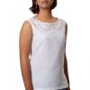MINC womens Amber Embroidered Sleeveless Top in White Linen