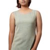 MINC womens Sleeveless Asymmetric Tunic in Green Khadi Cotton