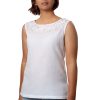 MINC womens clothing store Amber Embroidered Sleeveless Top in White Linen