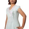 MINC womens clothing store Asymmetric Embroidered Tie Top in Aqua Green Khadi Cotton