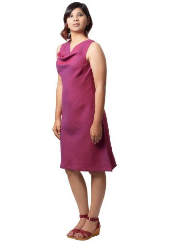 MINC womens ecofriendly clothing store Plum Passion Cowl Neck Dress in Linen