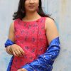 MINC Asymmetric Embroidered Top in Fuchsia Linen