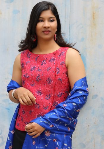 MINC Asymmetric Embroidered Top in Fuchsia Linen